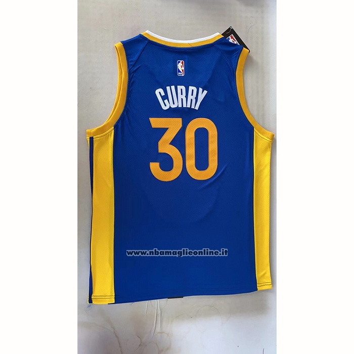 Maglia Golden State Warriors Stephen Curry #30 Earned 2022-23 Blu
